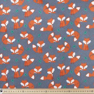 Foxes 112 cm Cotton Poplin Grey & Multicoloured 112 cm