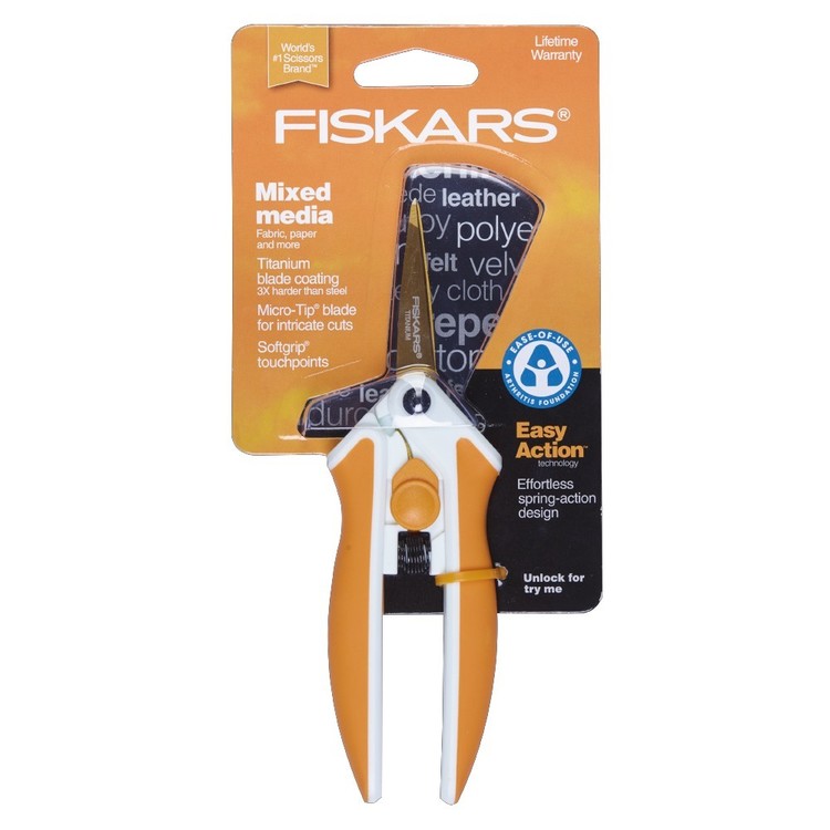 Fiskars Easy Act Titanium Micro-Tip Scissors Multicoloured 5 in