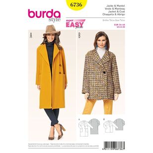 Burda 6736 Misses' Jackets and Coats Pattern White 8 - 20