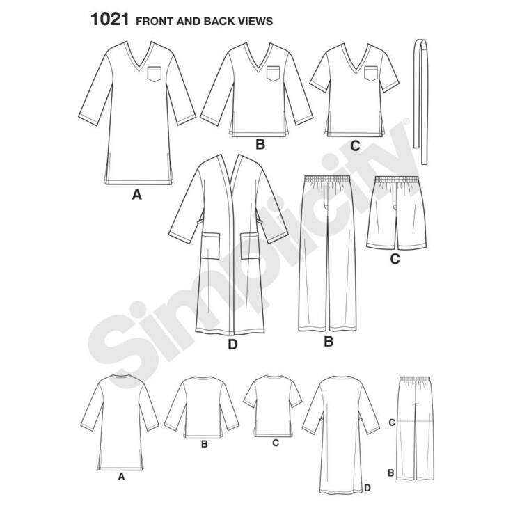 Simplicity Pattern 1021 Men's Classic Pyjamas & Robe All Sizes