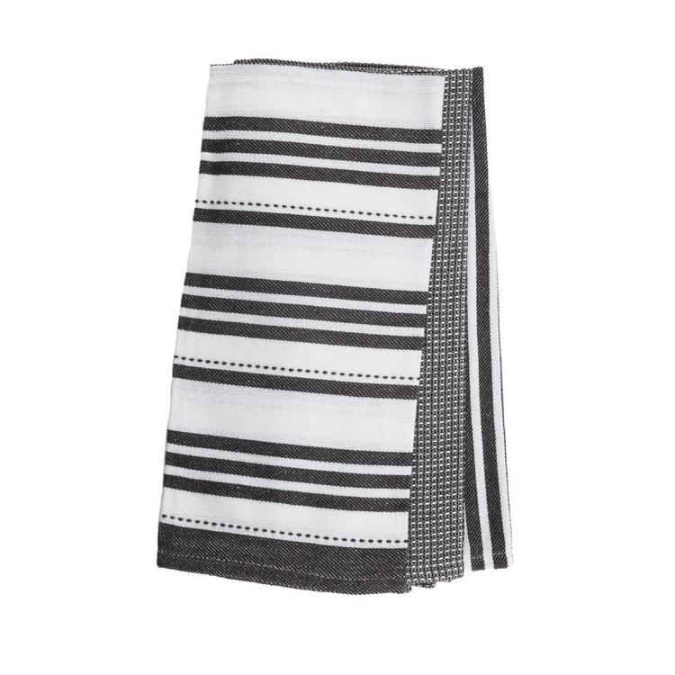 In-Habit Butcher Stripe 3 Pack Tea Towels Black 45 x 70 cm