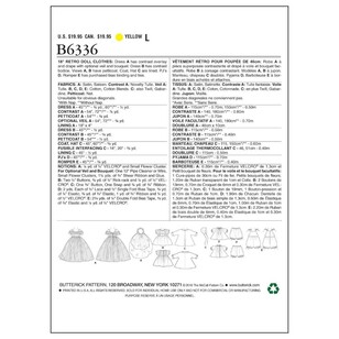 Butterick Sewing Pattern B6336 Retro Outfits For 18 In Dolls White