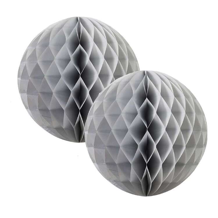 Five Star Honeycomb Ball 2 Pack Metallic Silver 15 cm