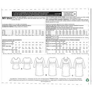 McCall's Pattern M7353 Misses' Raised Elastic-Waist Top & Dresses