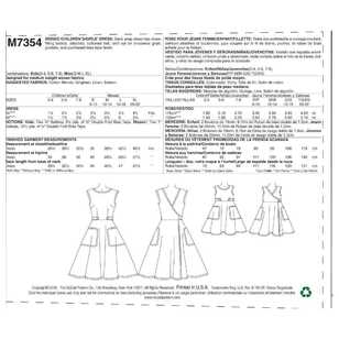 McCall's Sewing Pattern M7354 Misses', Girls' and Kids Matching Back-Wrap Dresses White