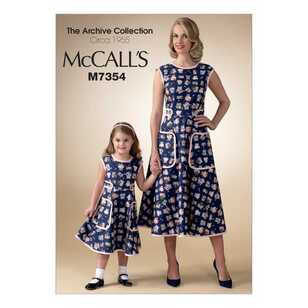 McCall's Sewing Pattern M7354 Misses', Girls' and Kids Matching Back-Wrap Dresses White