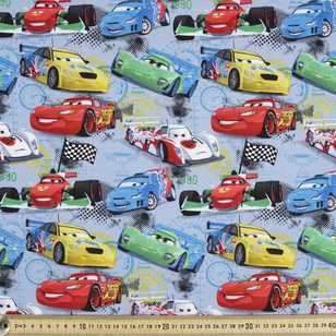 Disney Pixar Racers Edge Cards Printed Poplin Blue 112 cm