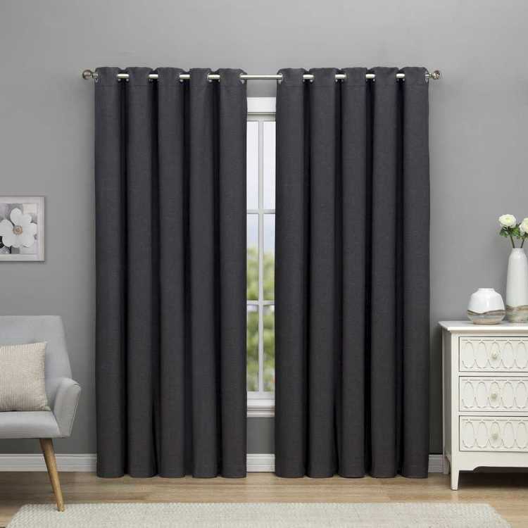 Emerald Hill Turner Eyelet Curtain Charcoal