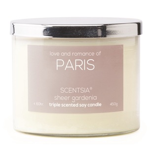 Scentsia Love & Romance Of Paris 450 g Soy Candle - Sheer Gardenia
