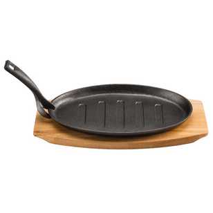 Pyrolux Oval Sizzling Plate With Maple Tray Grey 27 x 18 cm