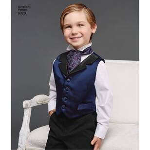 Simplicity Sewing Pattern 8023 Boys' & Men's Vest, Bow Tie, Cummerbund & Ascot White X Small - X Large