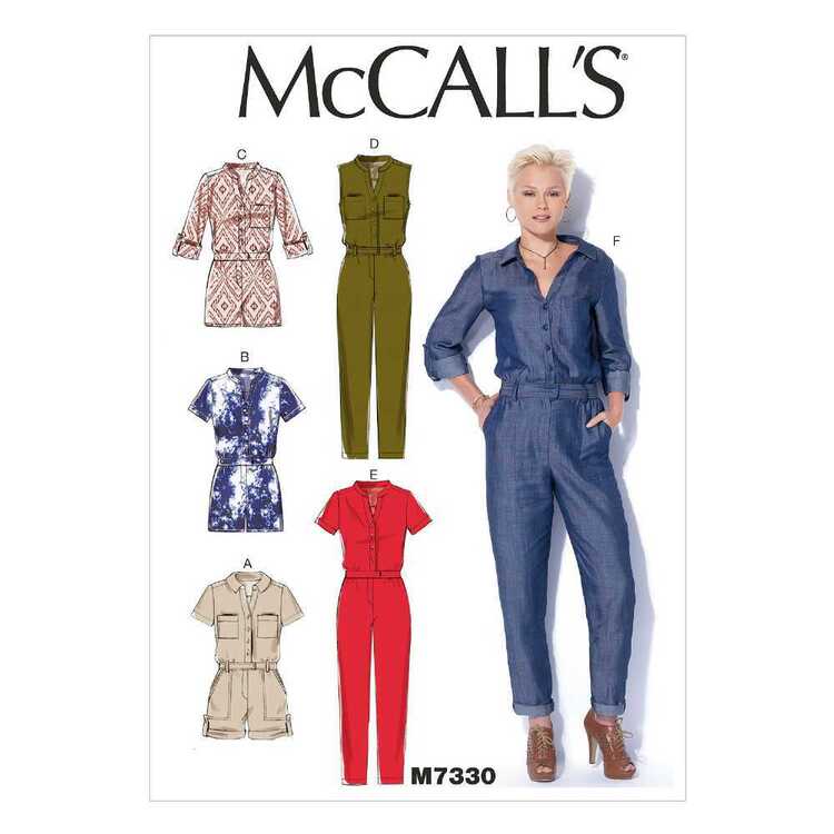 McCall's Pattern M7330 Misses' Button-Up Rompers & Jumpsuits