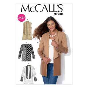 McCall's Sewing Pattern M7332 Misses' Open Front Vest & Jackets White