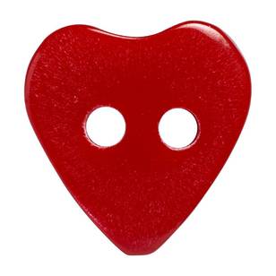 Hemline Heart Flat 2-Hole 16 Button Red 10 mm