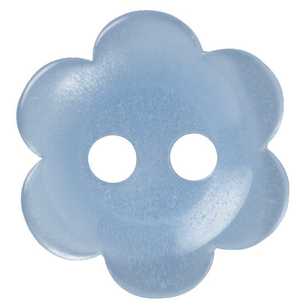 Hemline Flower Flat 2-Hole Opaque 16 Button Sky Blue 10 mm