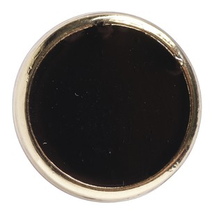 Hemline Stylish Gold Rim Shank 24 Button Black 15 mm