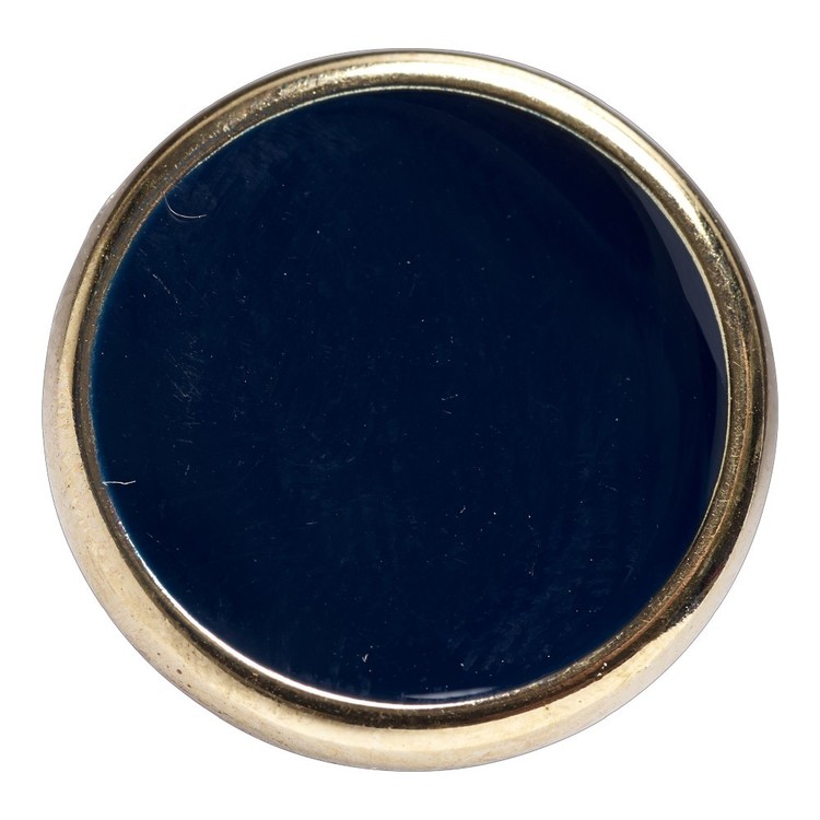 Hemline Stylish Gold Rim Shank 28 Button Navy 18 mm