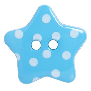 Hemline Funky Dot Star 2-Hole 28 Button Aqua 18 mm