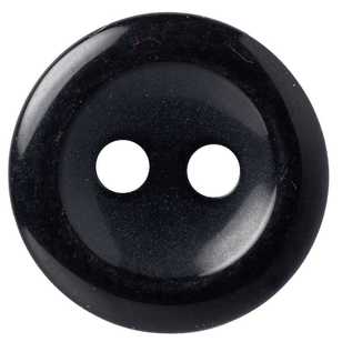Hemline Basic 2-Hole Shirt Button 5 Pack Black 13 mm