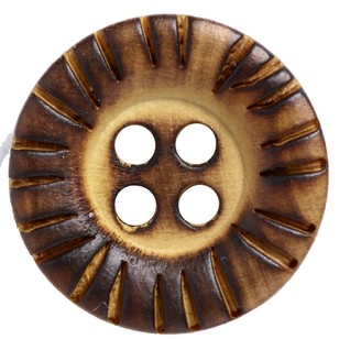 Hemline Wooden Split Edge 24 Button Natural 15 mm
