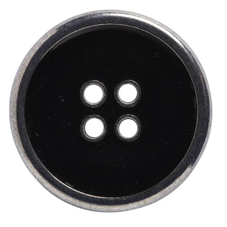 Hemline Metal Inner 4-Hole 40 Button Black & Silver