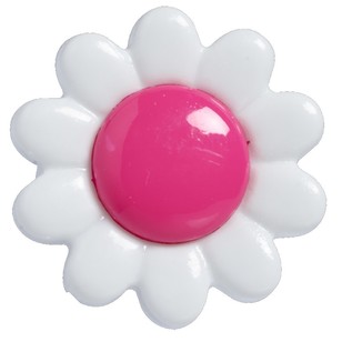 Hemline White Petal Daisy 22 Button Hot Pink 14 mm
