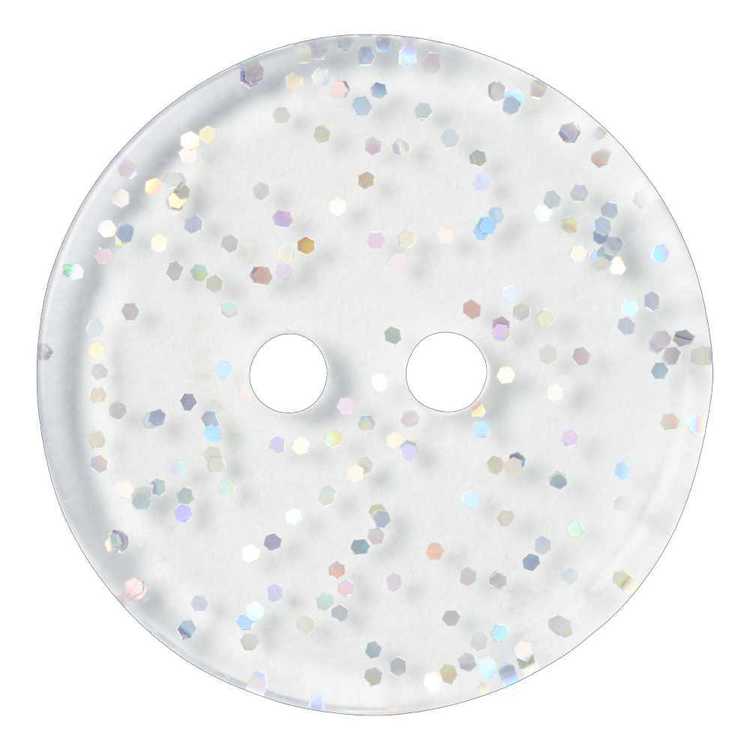 Hemline Clear Glitter 2-Hole 30 Button
