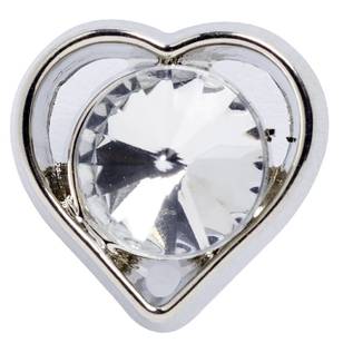 Hemline Edge Heart With Diamante Button Silver 12 mm
