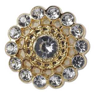 Hemline Diamante Sun Flare Button Gold 26 mm