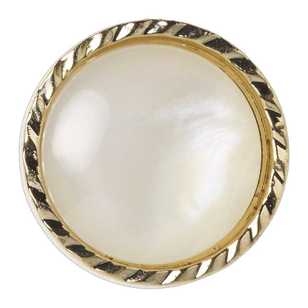 Hemline Round Gold Edge Pearl Button Gold 13 mm