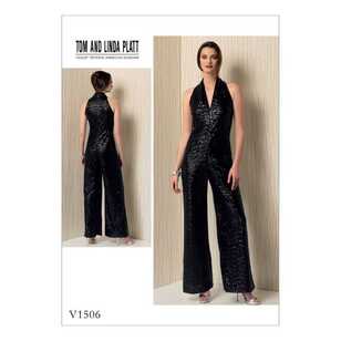Vogue Sewing Pattern V1506 Misses' Sleeveless Wide-Leg Jumpsuit White