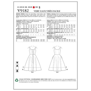 Vogue Pattern V9182 Misses' Button-Down Flared-Skirt Dresses