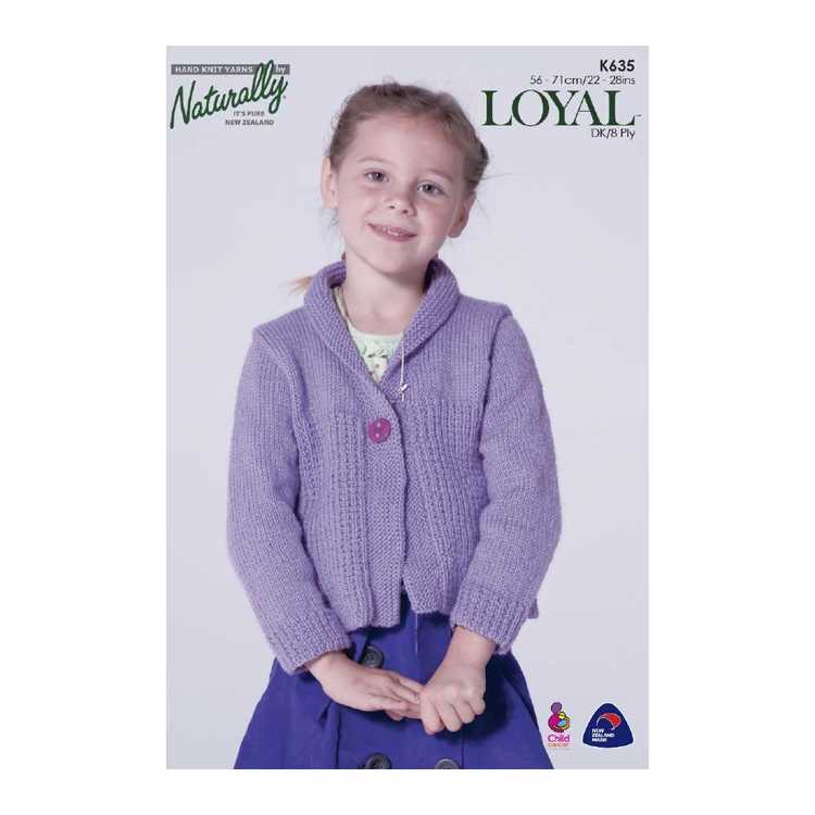 Naturally Loyal 8 Ply Girl Cardigan K635 Pattern Book