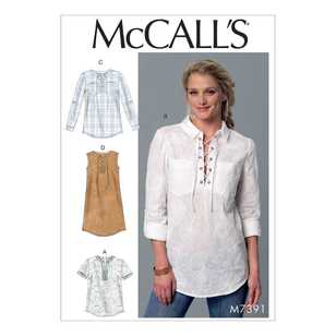 McCall's Pattern M7391 Misses' Laced-Up or Split-Neck Tops & Dress