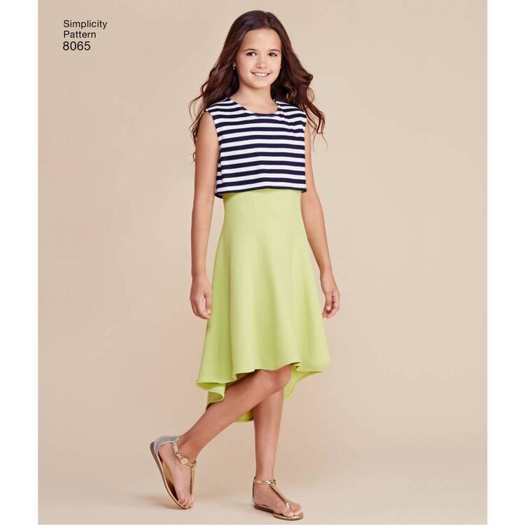 Simplicity Pattern 8065 Girls' & Girls' Plus Dress or Popover Dress