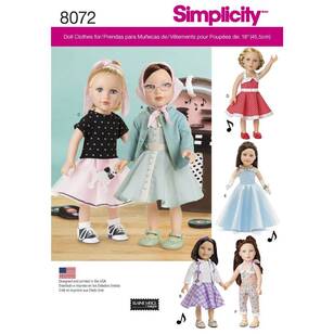 Simplicity Sewing Pattern 8072 Vintage Inspired 18 In Doll Clothes White
