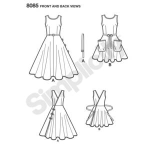Simplicity Pattern 8085 Misses' Vintage 1950s Wrap Dress in Two Lengths