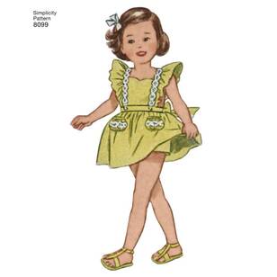 Simplicity Sewing Pattern 8099 Toddlers' Romper & Button-on Skirt White 3 - 8 Years