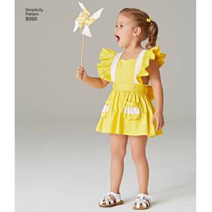 Simplicity Sewing Pattern 8099 Toddlers' Romper & Button-on Skirt White 3 - 8 Years