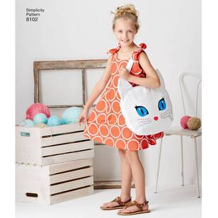 Simplicity Pattern 8102 Child's Easy-to-Sew Sundress & Kitty Tote 3 - 8