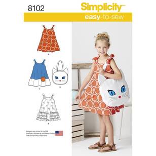 Simplicity Pattern 8102 Child's Easy-to-Sew Sundress & Kitty Tote 3 - 8