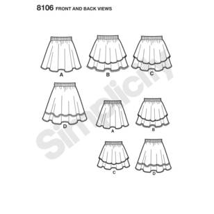 Simplicity Pattern 8106 Learn To Sew Skirts for Girls & Girls Plus