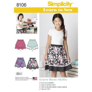 Simplicity Pattern 8106 Learn To Sew Skirts for Girls & Girls Plus