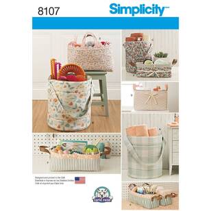 Simplicity Pattern 8107 Bucket, Basket & Tote Organizers