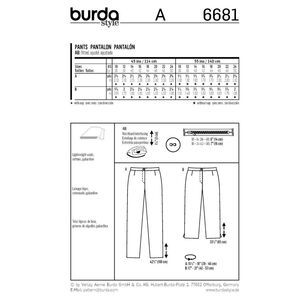 Burda 6681 Misses' Pants Pattern White 10 - 24