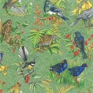 Kiwiana Chatter Birds Green 112 cm