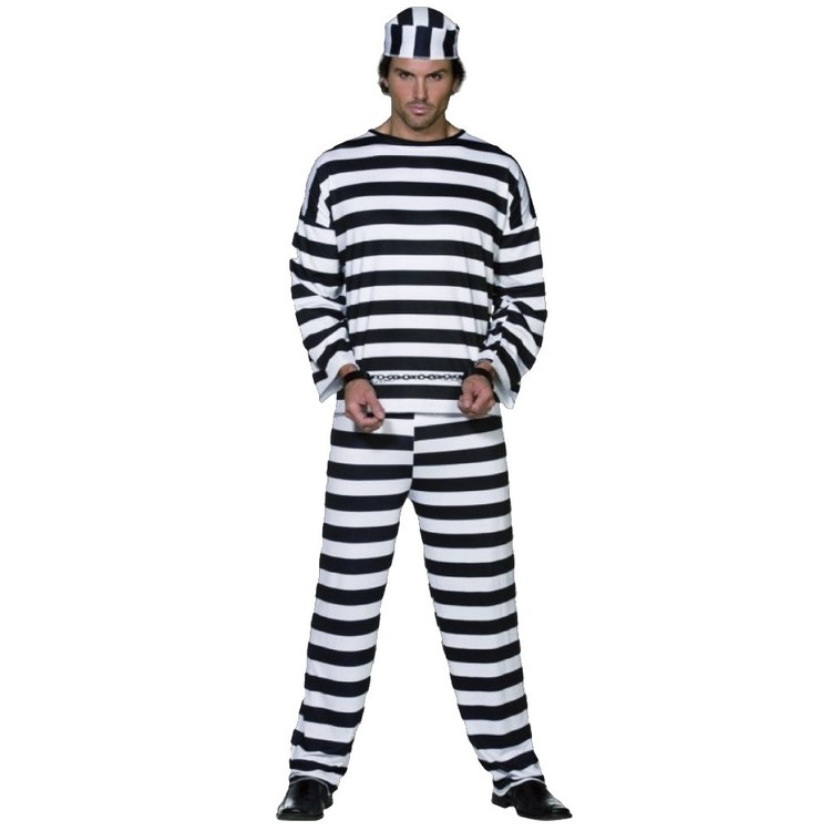 Sparty's Prison Man Costume Black & White One Size Fits Most