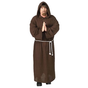 Sparty's Monk Man Costume Brown One Size Fits Most