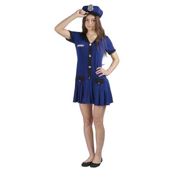 Police Girl Costume Royal Blue 10 - 15 Years
