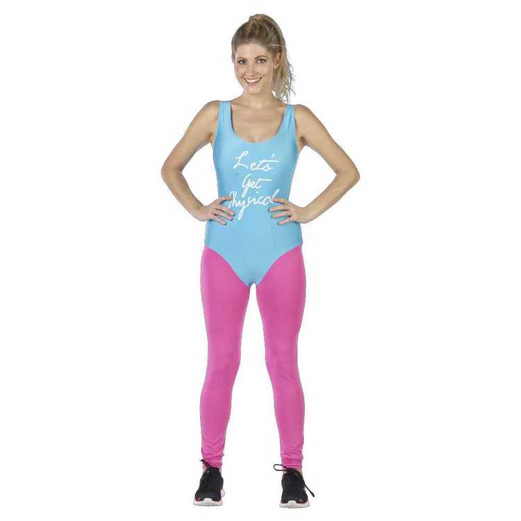 80s Workout Lady Costume Blue Pink